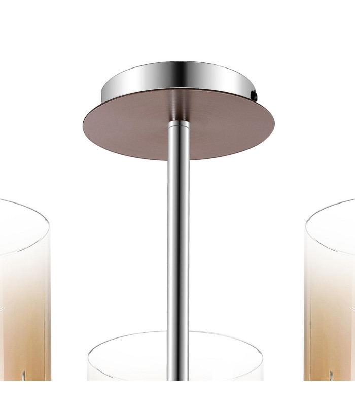 Ghent 54cm Semi Flush Light 3 x E27 Mocha/Amber Fade Glass-5