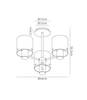 Ghent 54cm Semi Flush Light 3 x E27 Mocha/Iridescent Fade Glass-2