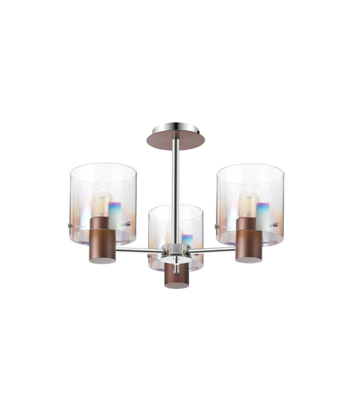 Ghent 54cm Semi Flush Light 3 x E27 Mocha/Iridescent Fade Glass-4