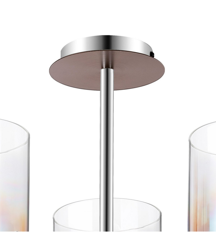 Ghent 54cm Semi Flush Light 3 x E27 Mocha/Iridescent Fade Glass-5