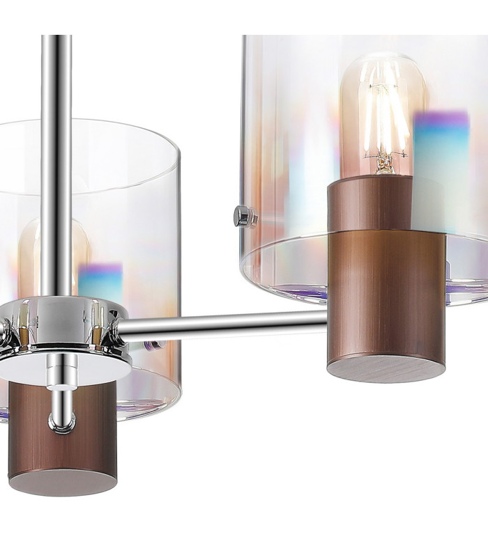 Ghent 54cm Semi Flush Light 3 x E27 Mocha/Iridescent Fade Glass-7