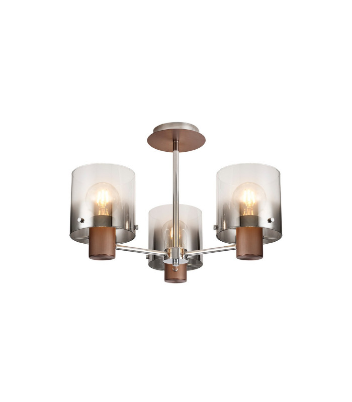 Ghent 54cm Semi Flush Light 3 x E27 Mocha/Smoke Fade Glass-1