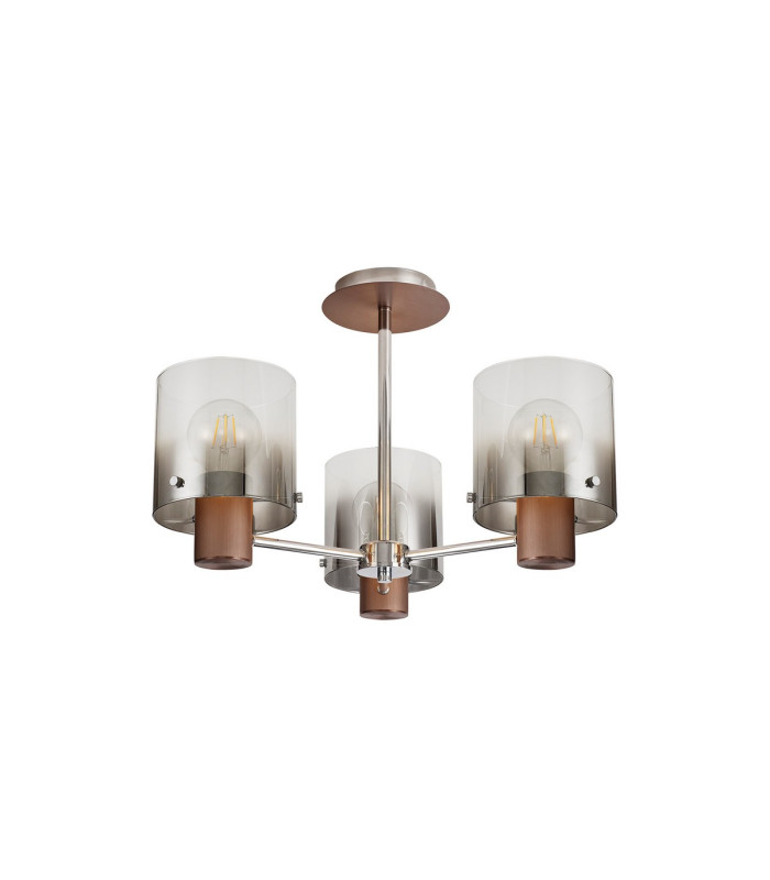 Ghent 54cm Semi Flush Light 3 x E27 Mocha/Smoke Fade Glass-4
