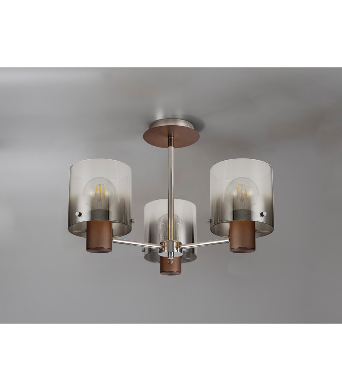 Ghent 54cm Semi Flush Light 3 x E27 Mocha/Smoke Fade Glass-8