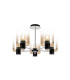 Ghent 60cm Semi Flush Light 5 x E27 Black/Amber Fade Glass-1