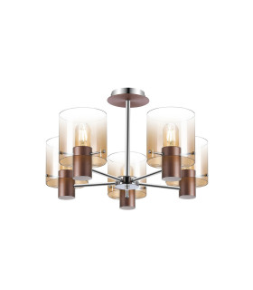 Ghent 60cm Semi Flush Light 5 x E27 Mocha/Amber Fade Glass-1