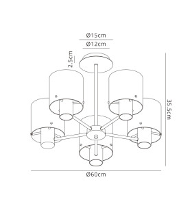 Ghent 60cm Semi Flush Light 5 x E27 Mocha/Amber Fade Glass-2