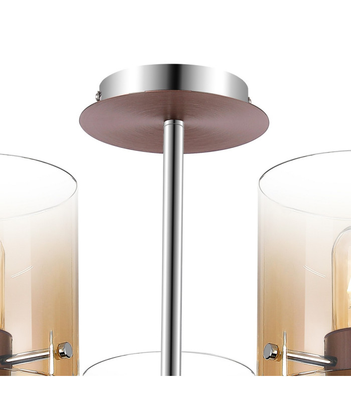 Ghent 60cm Semi Flush Light 5 x E27 Mocha/Amber Fade Glass-5