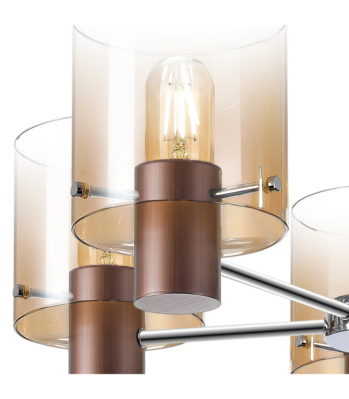 Ghent 60cm Semi Flush Light 5 x E27 Mocha/Amber Fade Glass-6