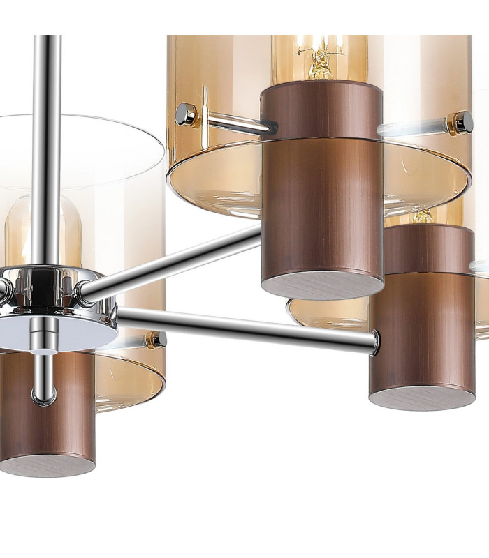 Ghent 60cm Semi Flush Light 5 x E27 Mocha/Amber Fade Glass-7