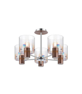 Ghent 60cm Semi Flush Light 5 x E27 Mocha/Iridescent Fade Glass-1
