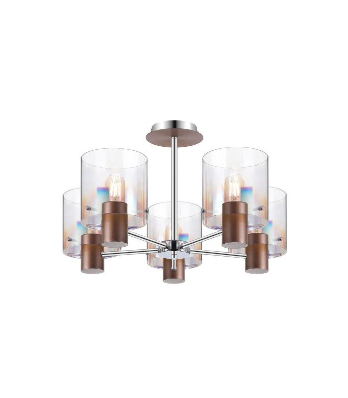 Ghent 60cm Semi Flush Light 5 x E27 Mocha/Iridescent Fade Glass-1