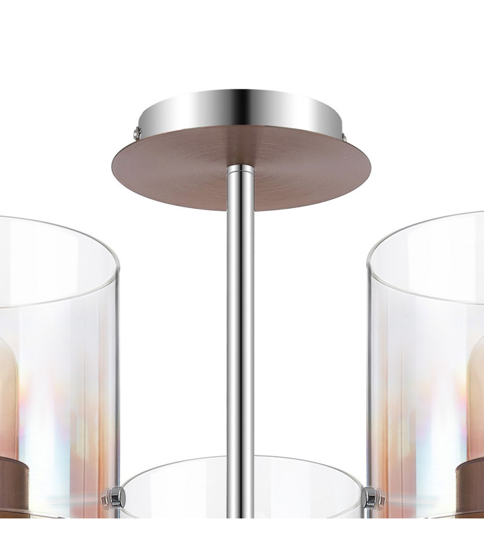 Ghent 60cm Semi Flush Light 5 x E27 Mocha/Iridescent Fade Glass-5