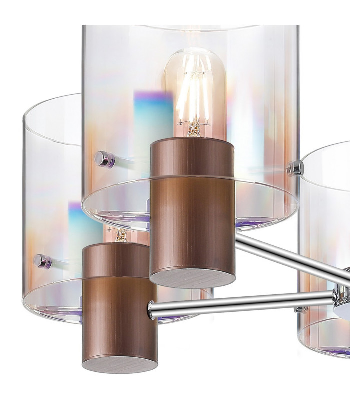 Ghent 60cm Semi Flush Light 5 x E27 Mocha/Iridescent Fade Glass-6