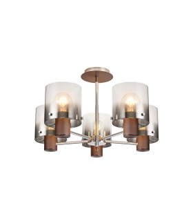 Ghent 60cm Semi Flush Light 5 x E27 Mocha/Smoke Fade Glass-1
