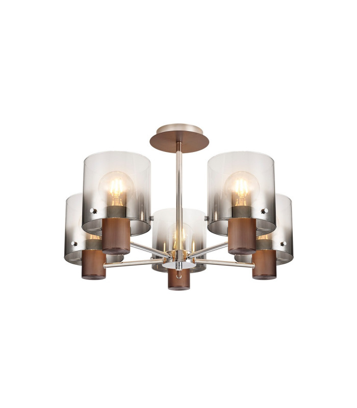 Ghent 60cm Semi Flush Light 5 x E27 Mocha/Smoke Fade Glass-1
