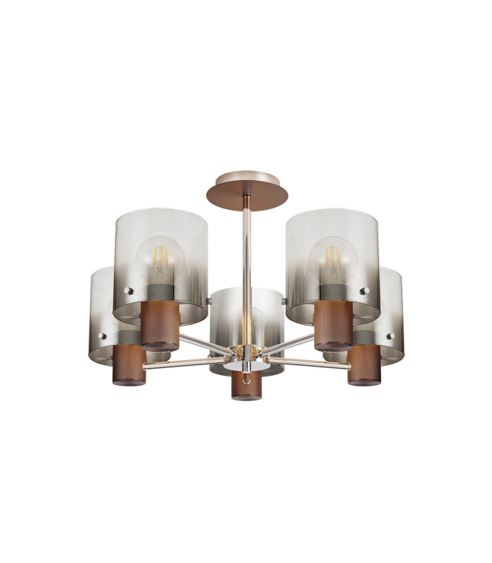 Ghent 60cm Semi Flush Light 5 x E27 Mocha/Smoke Fade Glass-4