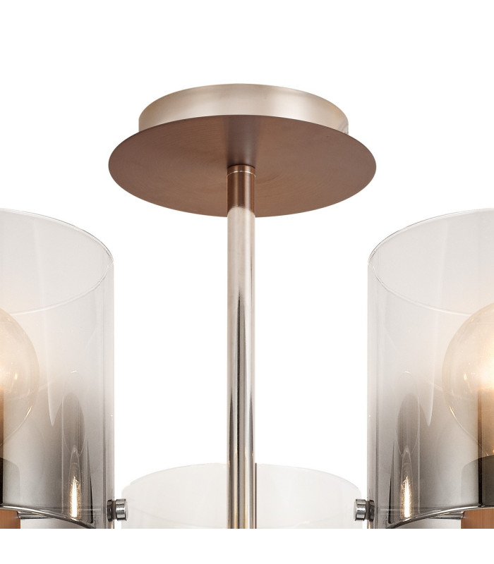 Ghent 60cm Semi Flush Light 5 x E27 Mocha/Smoke Fade Glass-5