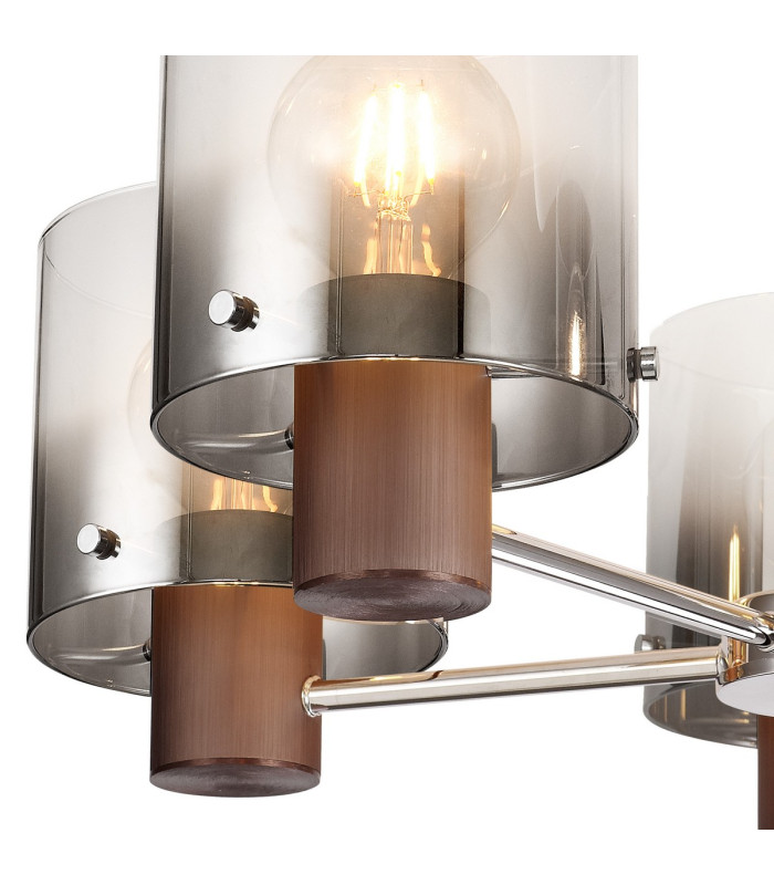 Ghent 60cm Semi Flush Light 5 x E27 Mocha/Smoke Fade Glass-6