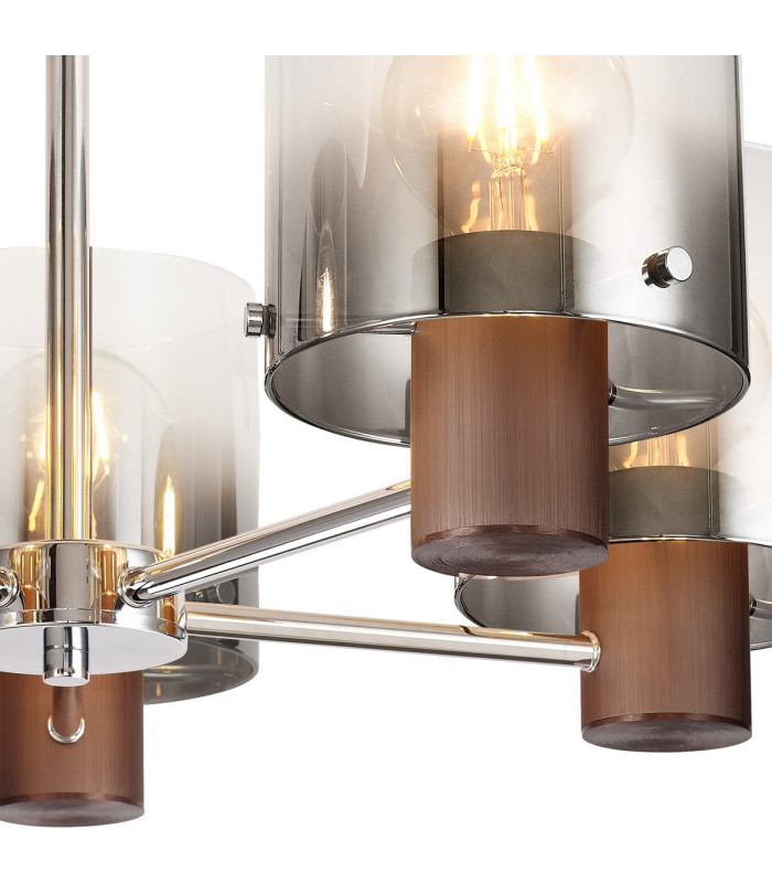 Ghent 60cm Semi Flush Light 5 x E27 Mocha/Smoke Fade Glass-7