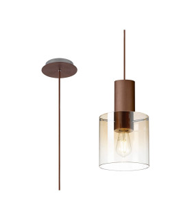 Ghent 20cm Single Pendant 1 Light Adjustable E27 Mocha/Amber Fade Glass-1