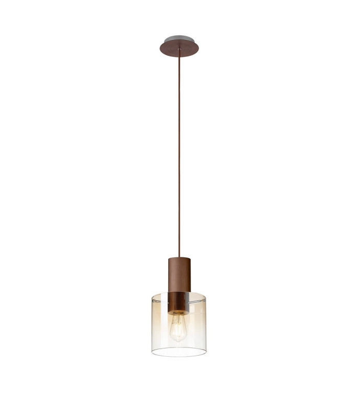 Ghent 20cm Single Pendant 1 Light Adjustable E27 Mocha/Amber Fade Glass-4