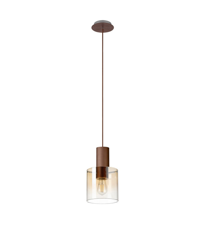 Ghent 20cm Single Pendant 1 Light Adjustable E27 Mocha/Amber Fade Glass-5