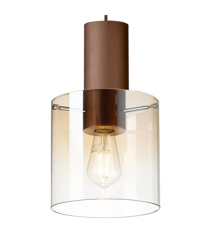 Ghent 20cm Single Pendant 1 Light Adjustable E27 Mocha/Amber Fade Glass-7