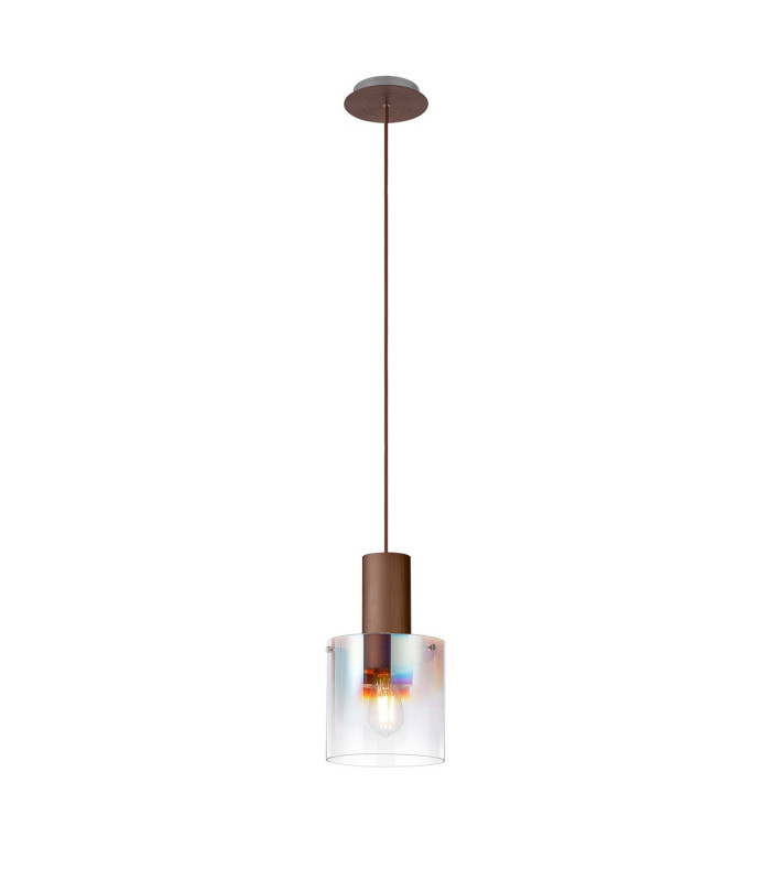 Ghent 20cm Single Pendant 1 Light Adjustable E27 Mocha/Iridescent Fade Glass-4