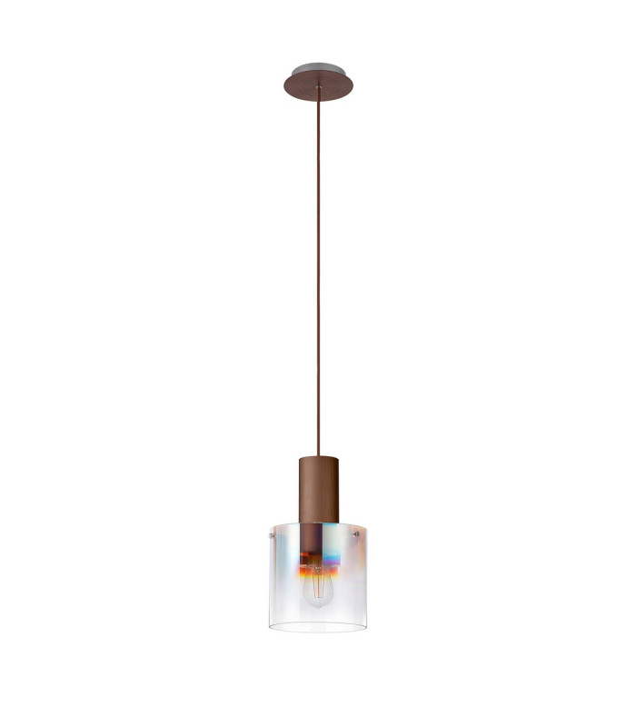Ghent 20cm Single Pendant 1 Light Adjustable E27 Mocha/Iridescent Fade Glass-5