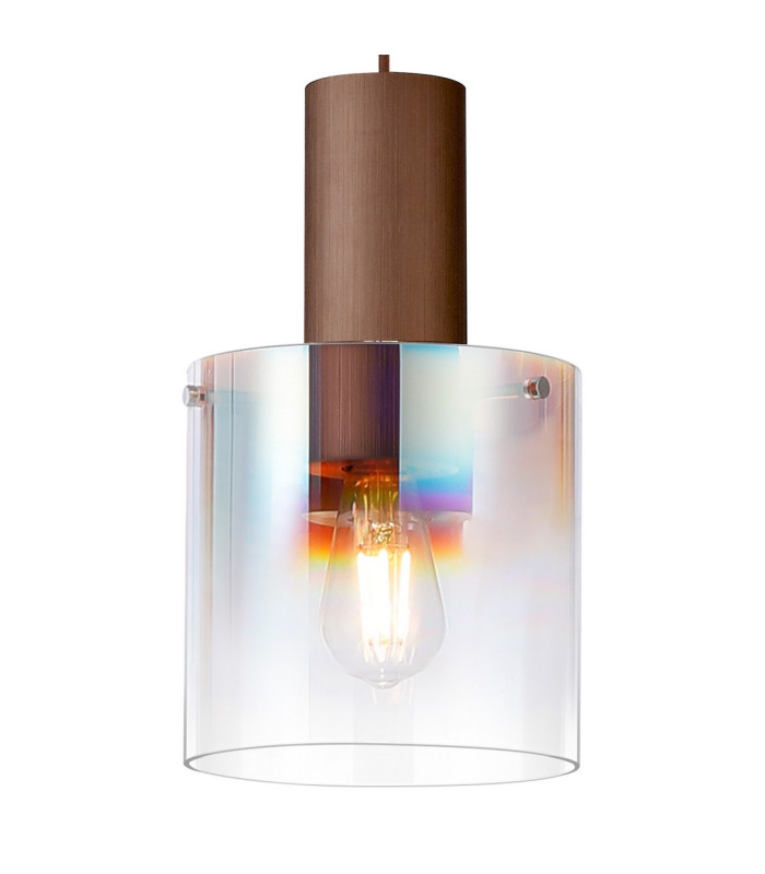 Ghent 20cm Single Pendant 1 Light Adjustable E27 Mocha/Iridescent Fade Glass-7