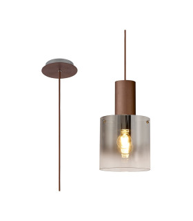 Ghent 20cm Single Pendant 1 Light Adjustable E27 Mocha/Smoke Fade Glass-1