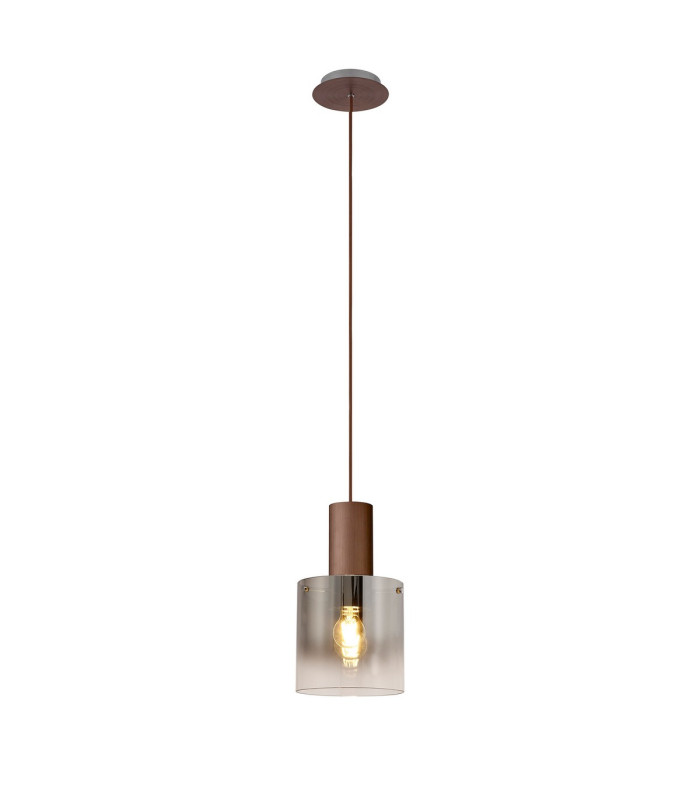 Ghent 20cm Single Pendant 1 Light Adjustable E27 Mocha/Smoke Fade Glass-4