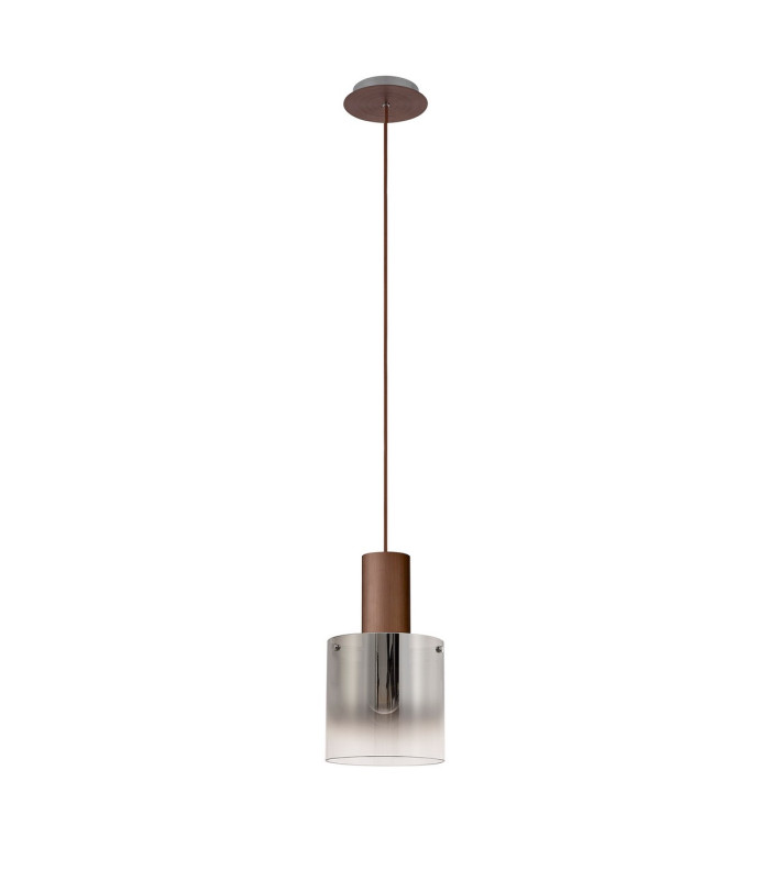 Ghent 20cm Single Pendant 1 Light Adjustable E27 Mocha/Smoke Fade Glass-5