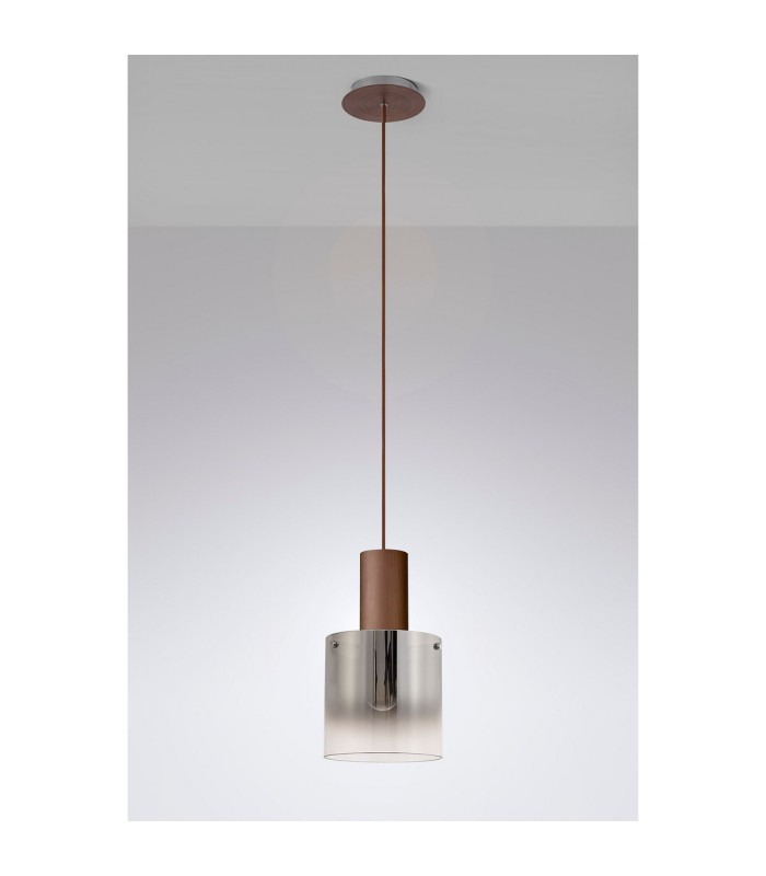 Ghent 20cm Single Pendant 1 Light Adjustable E27 Mocha/Smoke Fade Glass-8