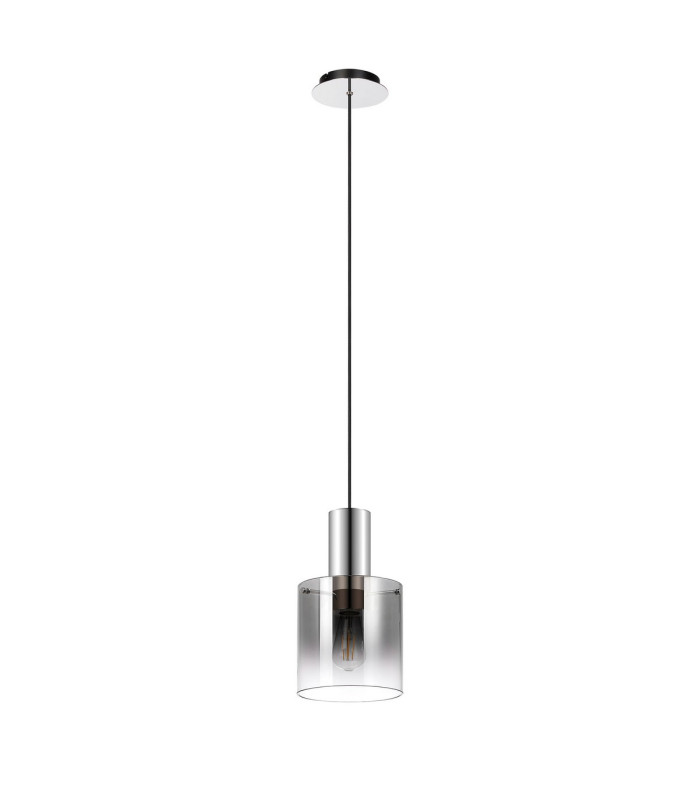 Ghent 20cm Single Pendant 1 Light Adjustable E27 Polished Nickel/Black/Smoke Fade Glass-5