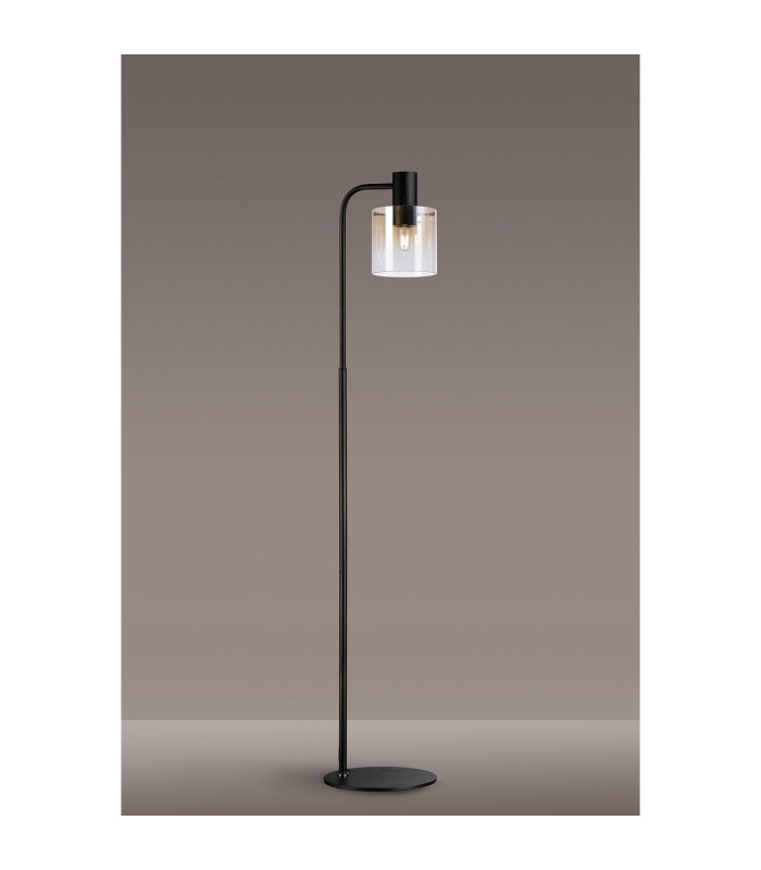 Ghent Floor Lamp 1 Light E27 Black / Amber Fade Glass-3