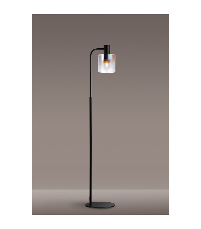 Ghent Floor Lamp 1 Light E27 Black / Iridescent Fade Glass-3
