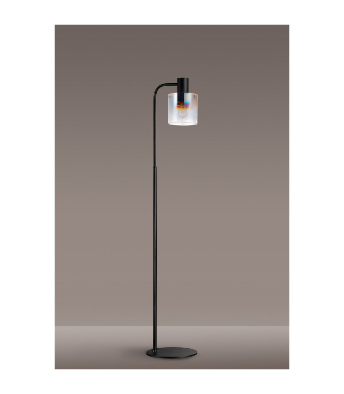 Ghent Floor Lamp 1 Light E27 Black / Iridescent Fade Glass-8