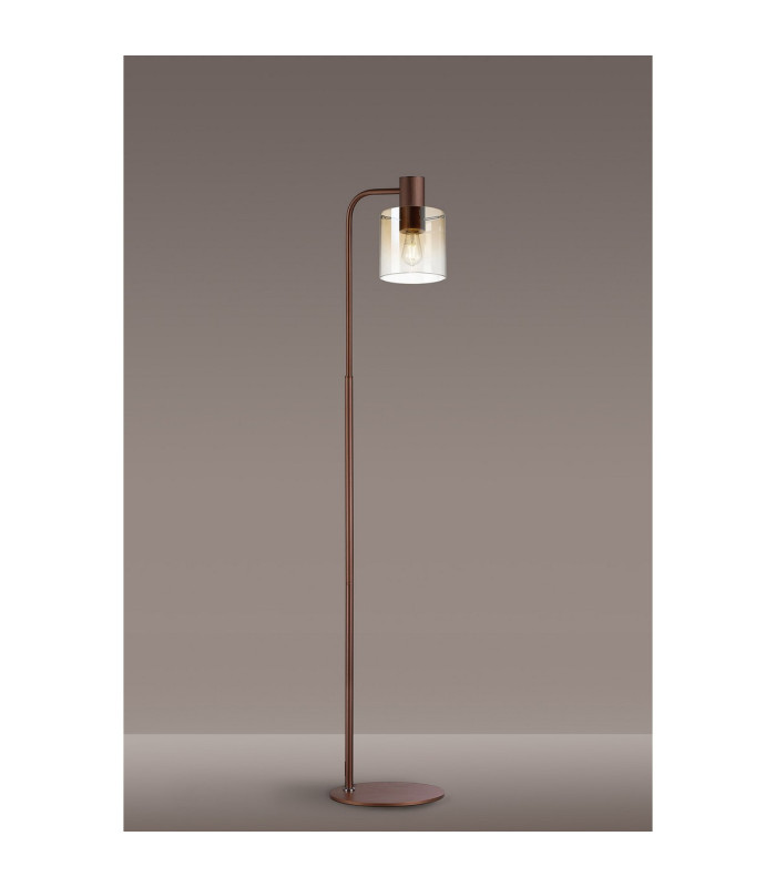Ghent Floor Lamp 1 Light E27 Mocha / Amber Fade Glass-3