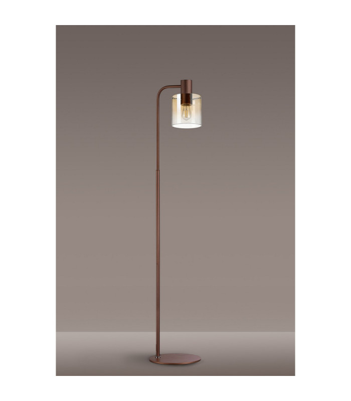 Ghent Floor Lamp 1 Light E27 Mocha / Amber Fade Glass-8