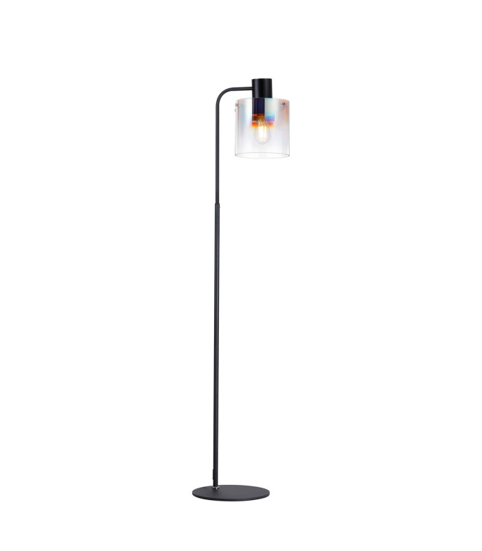 Ghent Large Floor Lamp 1 Light E27 Black / Iridescent Fade Glass-1