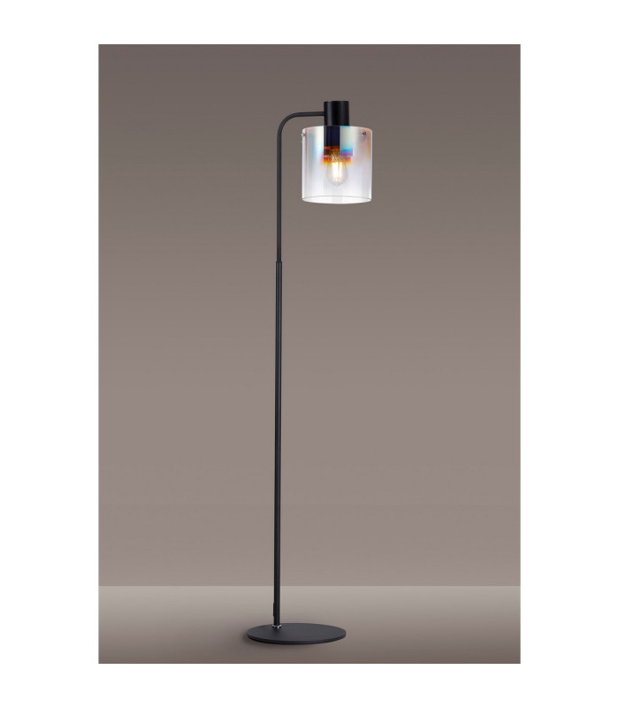 Ghent Large Floor Lamp 1 Light E27 Black / Iridescent Fade Glass-3