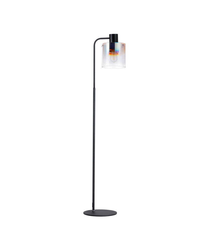 Ghent Large Floor Lamp 1 Light E27 Black / Iridescent Fade Glass-4