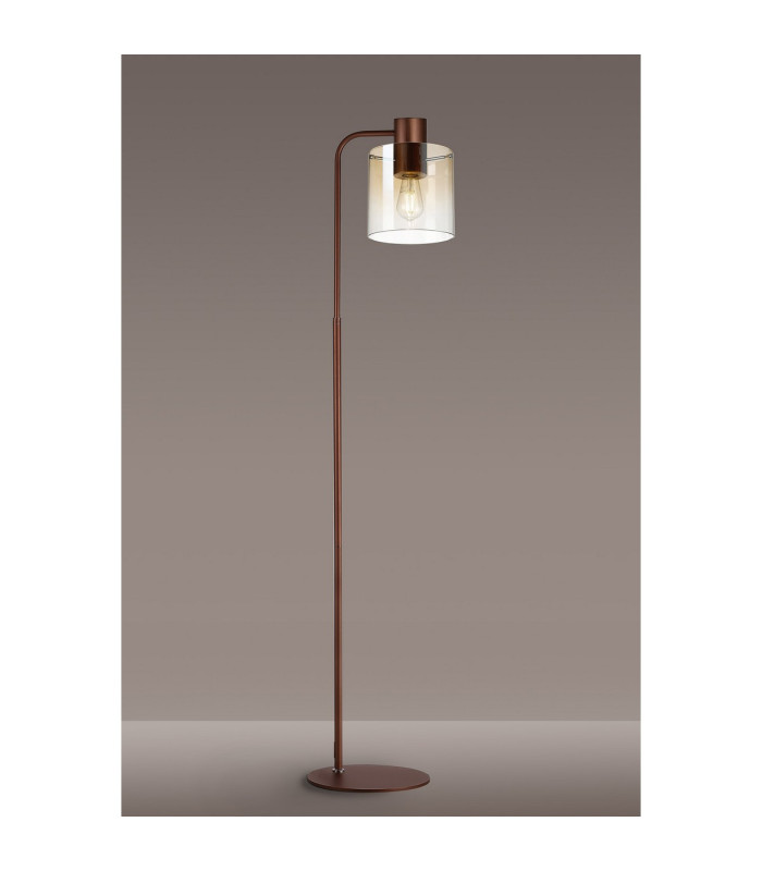 Ghent Large Floor Lamp 1 Light E27 Mocha / Amber Fade Glass-3