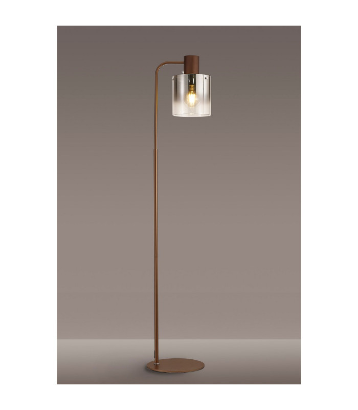 Ghent Large Floor Lamp 1 Light E27 Mocha / Smoke Fade Glass-3