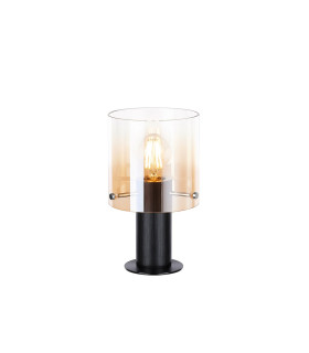 Ghent Table Lamp 1 Light E27 Black/Amber Fade Glass-1