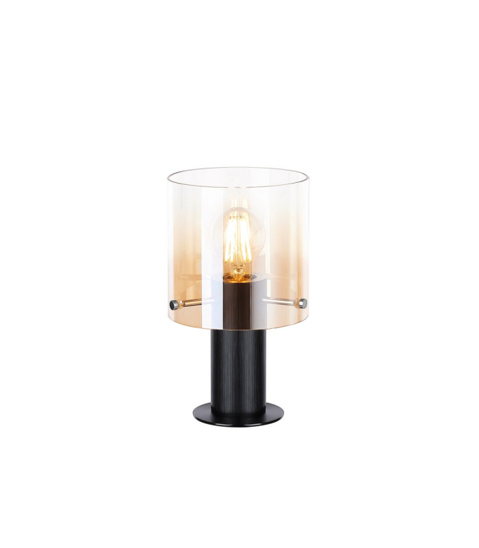 Ghent Table Lamp 1 Light E27 Black/Amber Fade Glass-1