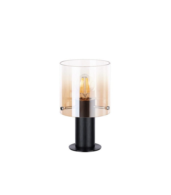Ghent Table Lamp 1 Light E27 Black/Amber Fade Glass-4