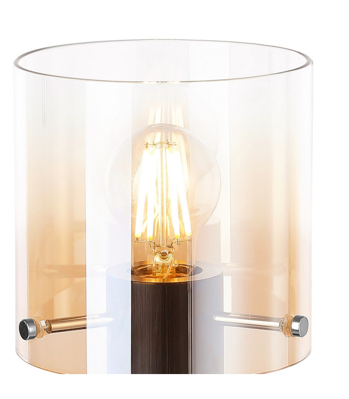Ghent Table Lamp 1 Light E27 Black/Amber Fade Glass-6